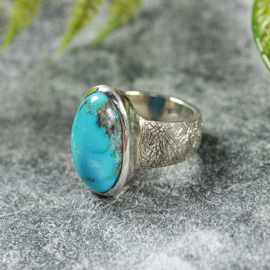 Kingman Mine Turquoise Sterling Silver Ring S8 (S600)