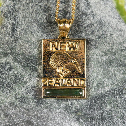 NZ Greenstone XSmall Gold Plated Pendant (BT397) Kawakawa Pounamu