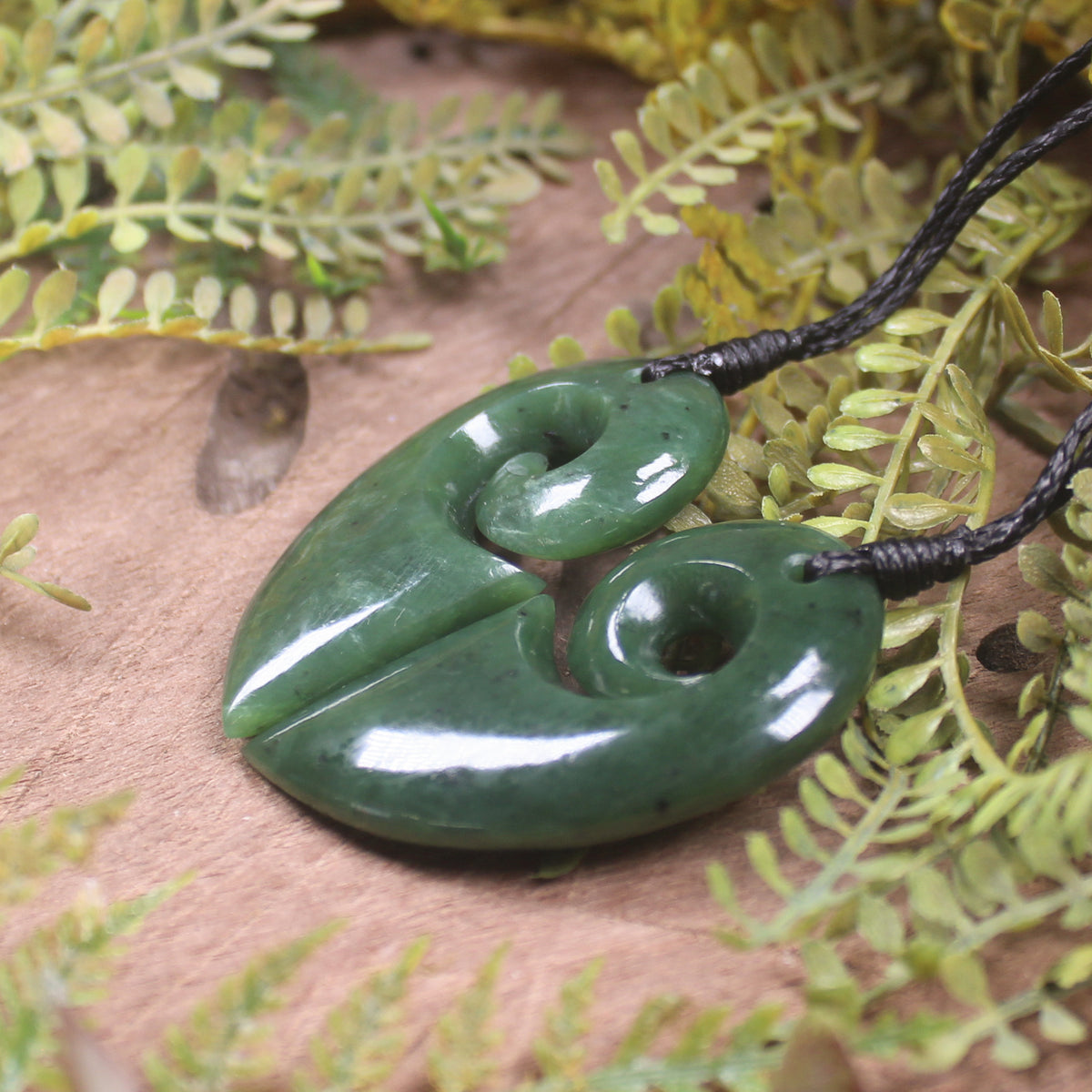 Koru Heart pendant carved from Hapopo Pounamu - NZ Greenstone