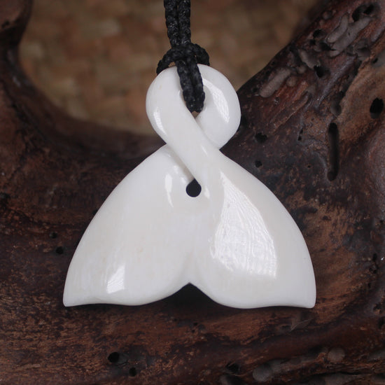 Whale tail carved from NZ Beef Bone