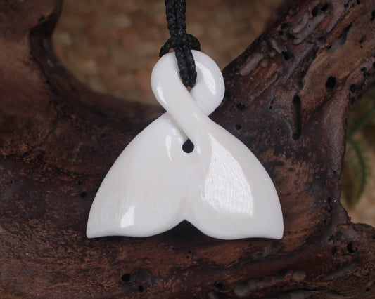 Whale tail carved from NZ Beef Bone