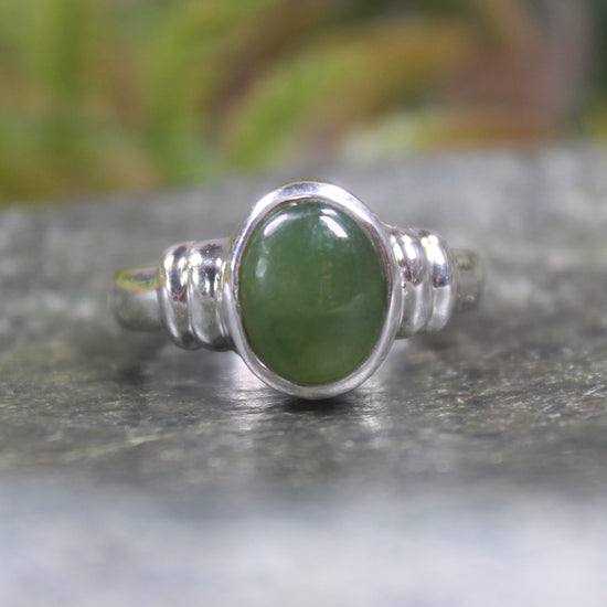 Sterling Silver Hapopo Pounamu Ring - NZ Greenstone