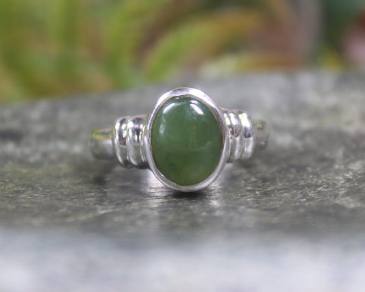 Sterling Silver Hapopo Pounamu Ring - NZ Greenstone