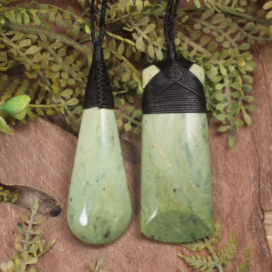 Flower Jade pounamu roimata and toki pendants - NZ Greenstone