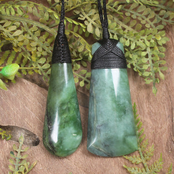 Hapopo pounamu roimata and toki pendants - NZ Greenstone