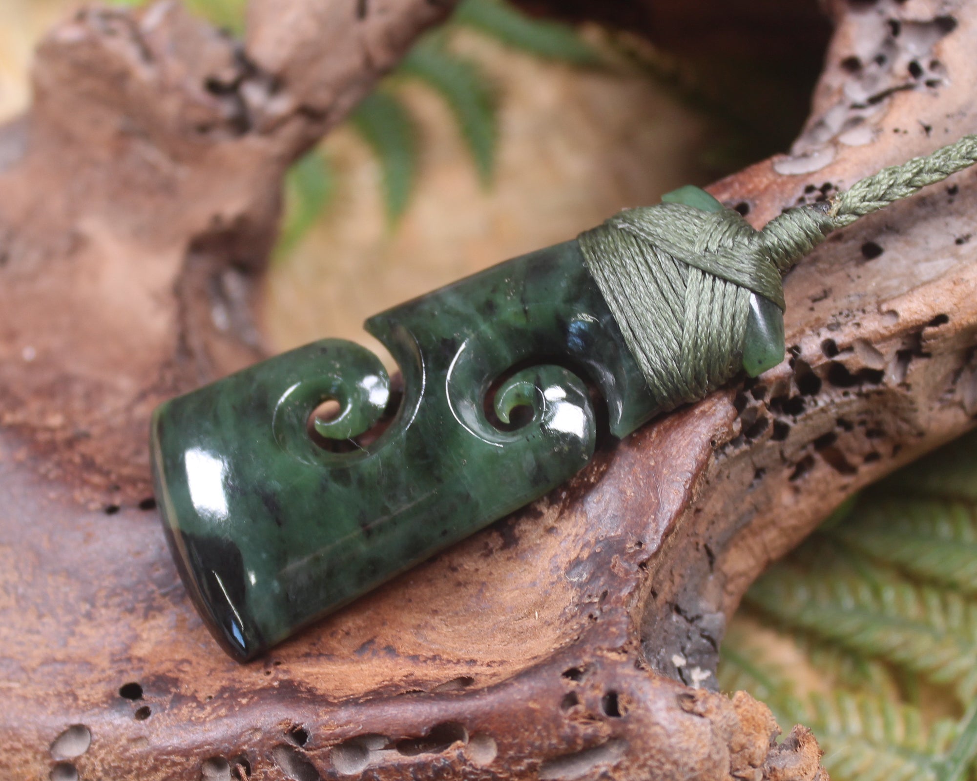 Toki or Adze with Koru Pendant carved from Rimu Pounamu - NZ Greenstone