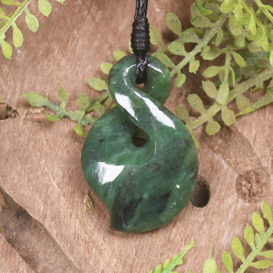 NZ Greenstone Small Twist Pendant (BX292) Hapopo Pounamu