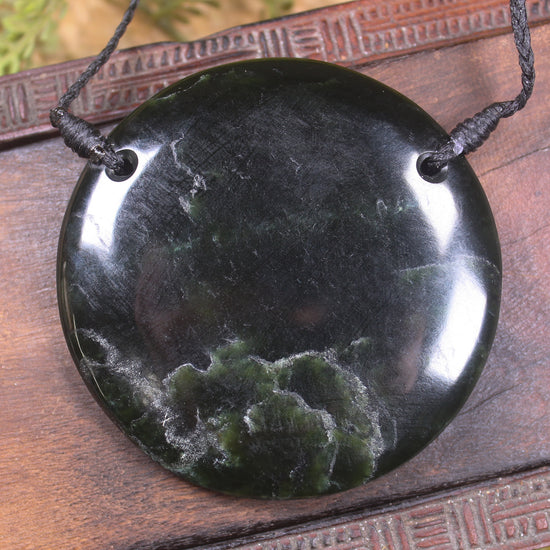 Porowhita or Pi Stone carved from Kawakawa Pounamu - NZ Greenstone