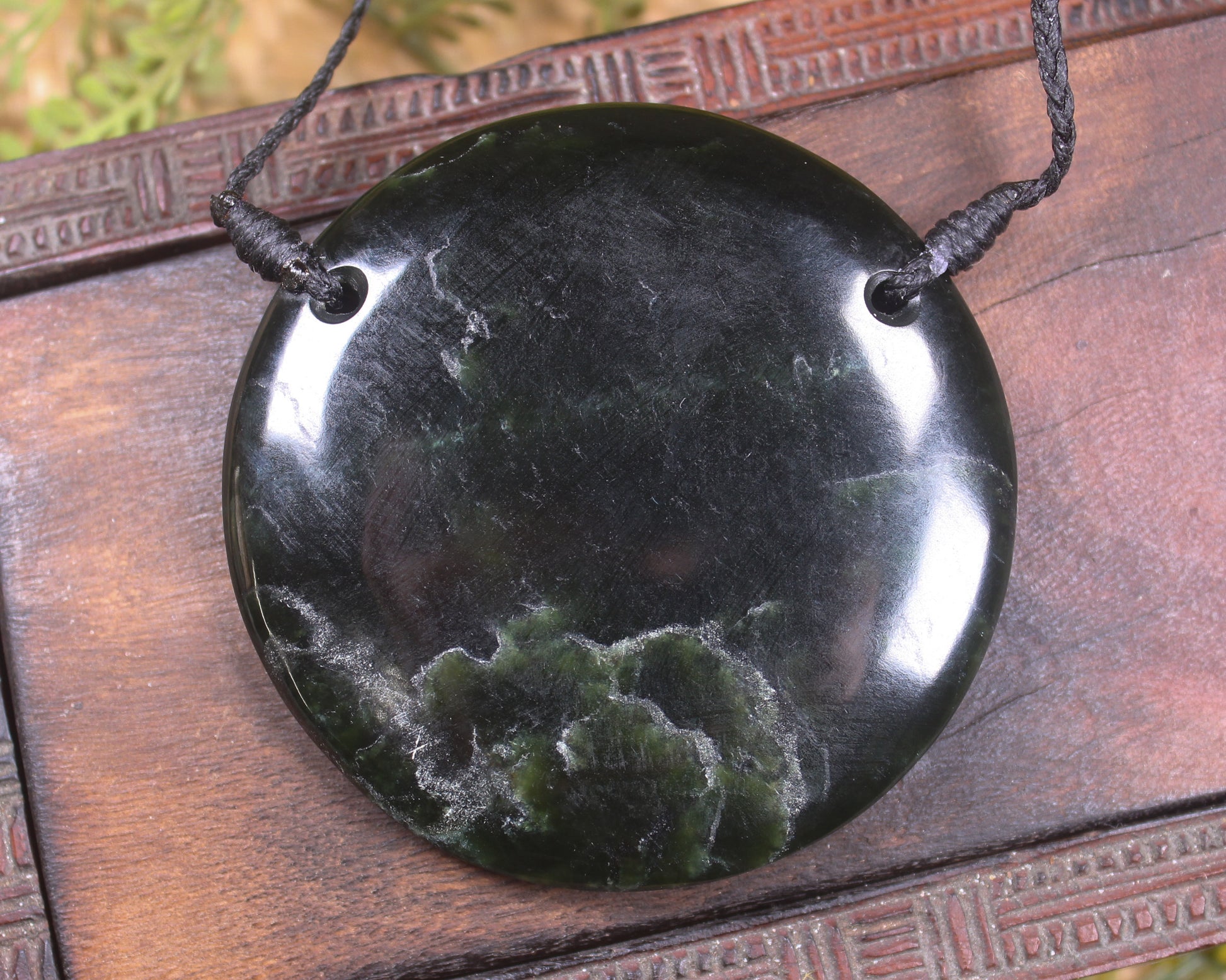 Porowhita or Pi Stone carved from Kawakawa Pounamu - NZ Greenstone