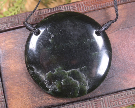 Porowhita or Pi Stone carved from Kawakawa Pounamu - NZ Greenstone