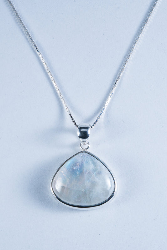 Rainbow Moonstone Sterling Silver Pendant 