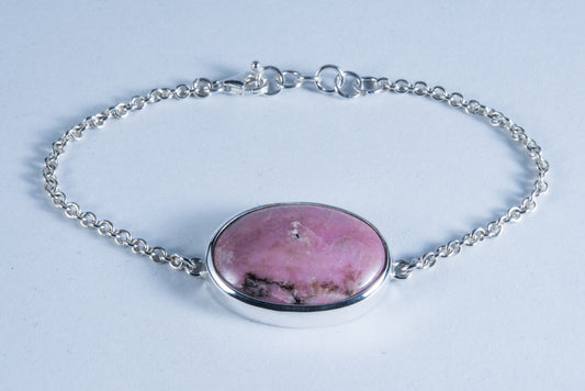 Rhodonite Sterling Silver Bracelet.