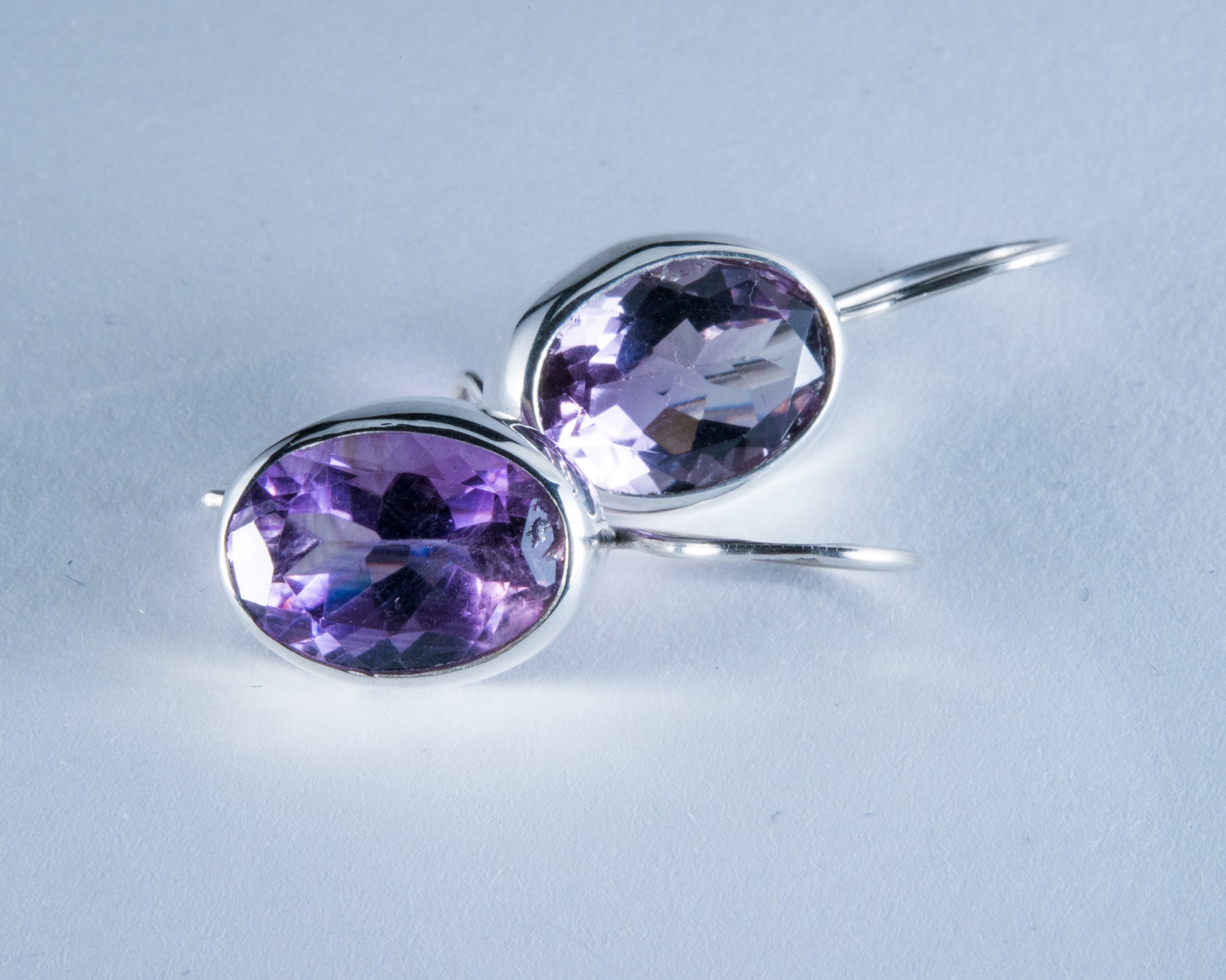 Amethyst Sterling Silver Faceted Earrings (AZ090)