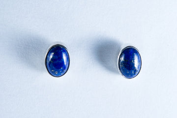 Lapis Lazuli Sterling Silver Stud Earrings (AZ094)