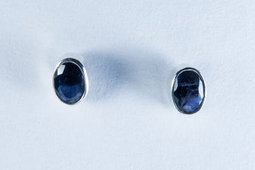Iolite Sterling Silver Stud Earrings (AZ095)