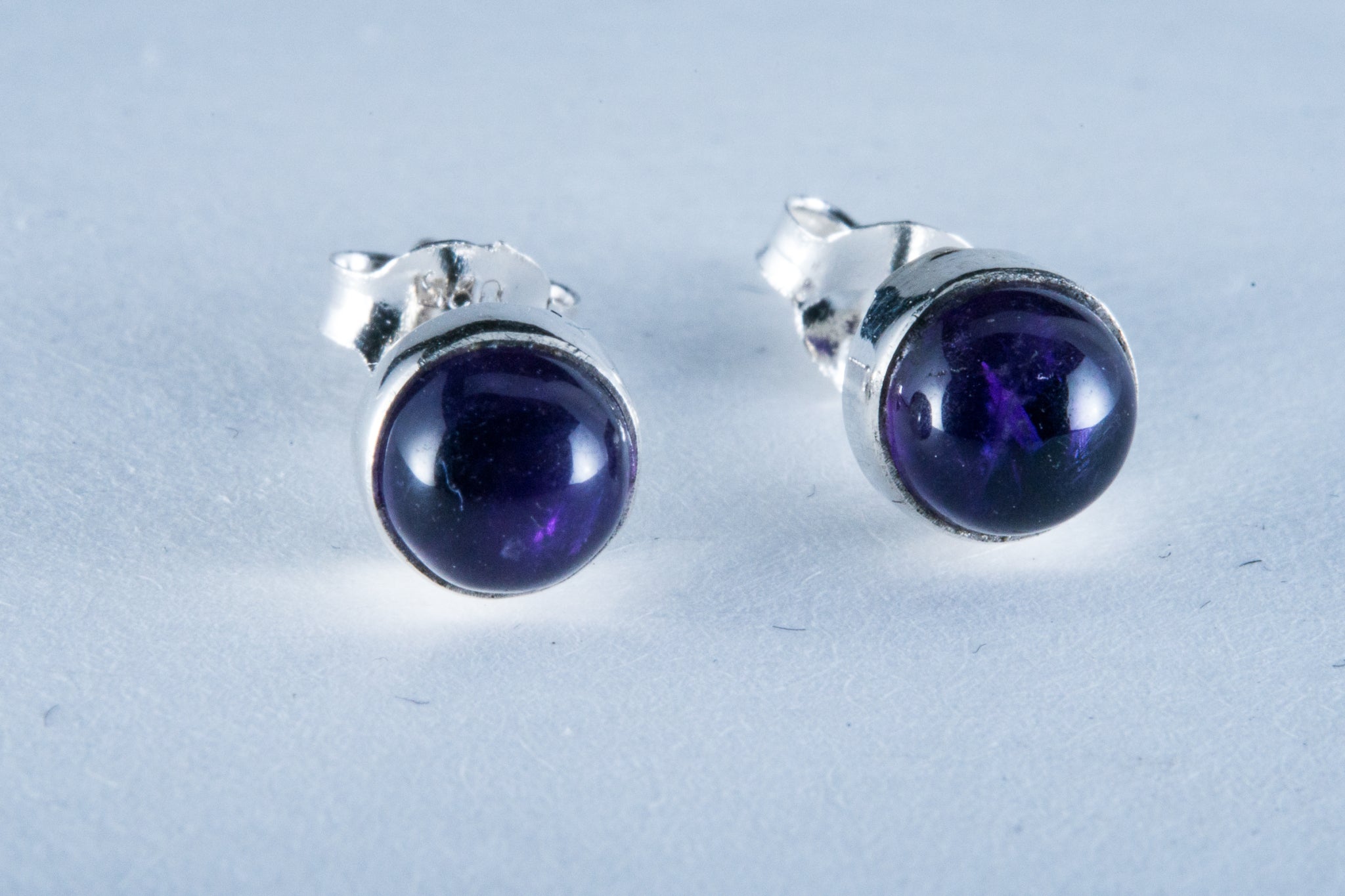 Amethyst Sterling Silver Stud Earrings (AZ096)