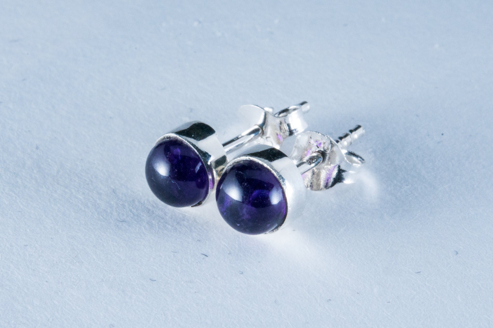 Amethyst Sterling Silver Stud Earrings (AZ096)