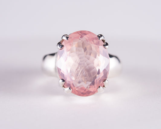 Rose Quartz Sterling Silver Ring US 6 (BM593)
