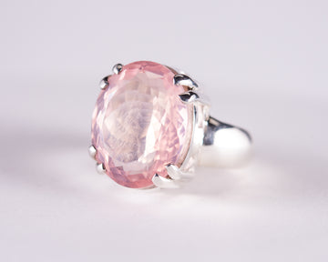 Rose Quartz Sterling Silver Ring US 6 (BM593)