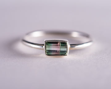 Watermelon Tourmaline Sterling Silver Ring US6 (BM596)
