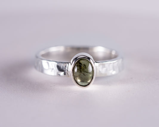 Green Tourmaline Sterling Silver Ring Size 7