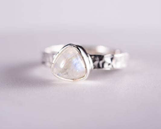 Rainbow Moonstone Sterling Silver Ring Size 8 (BM608)