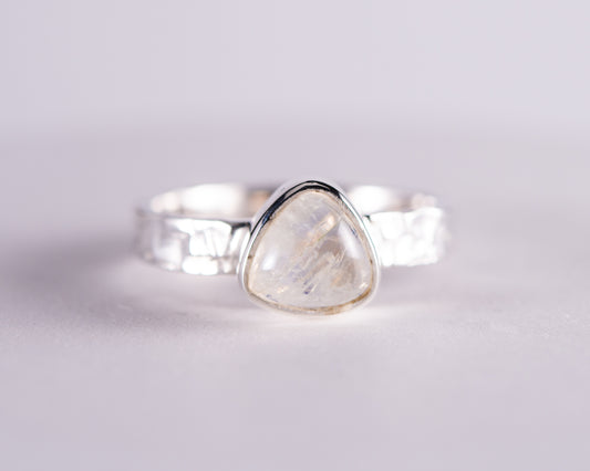 Rainbow Moonstone Sterling Silver Ring Size 8 (BM608)