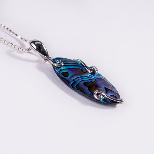 Sterling Silver Small Pāua Shell Pendant (CE311)