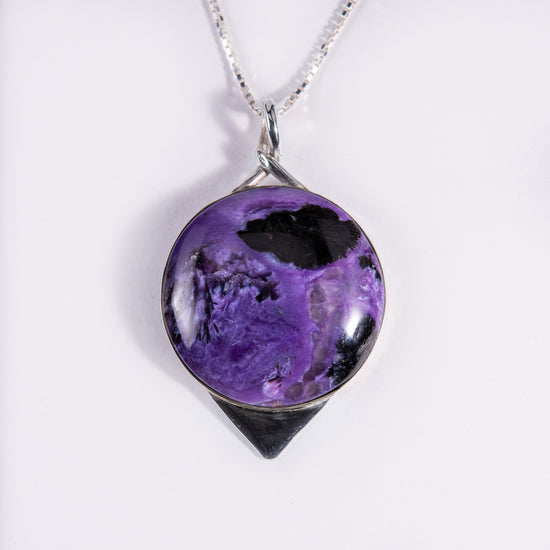 Charoite Large Sterling Silver Pendant