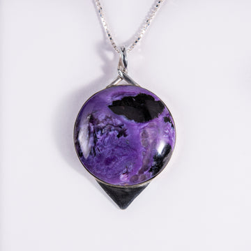 Charoite Large Sterling Silver Pendant