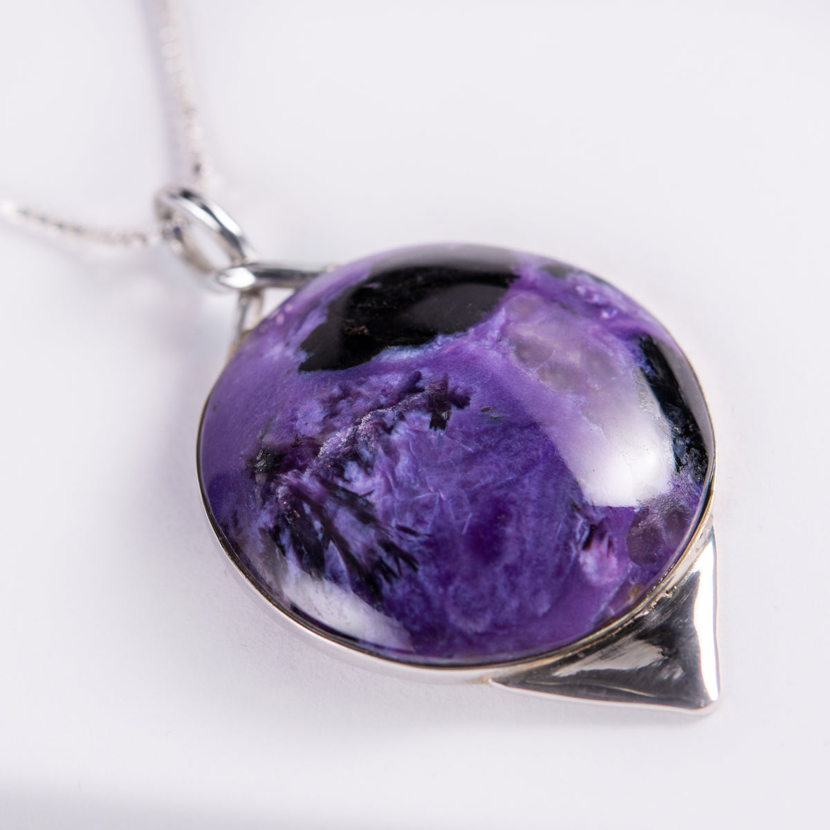 Charoite Large Sterling Silver Pendant