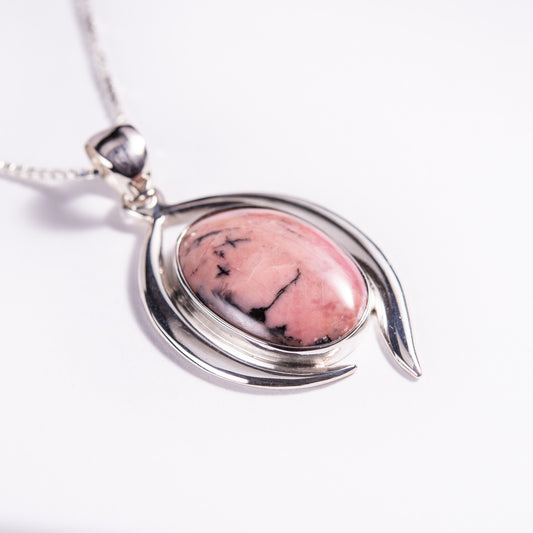 Rhodonite Sterling Silver Pendant (CE301)