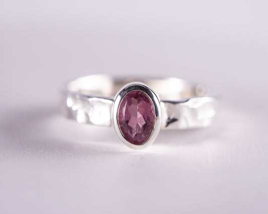 Pink Tourmaline Sterling Silver Ring Size 6 (BM602)