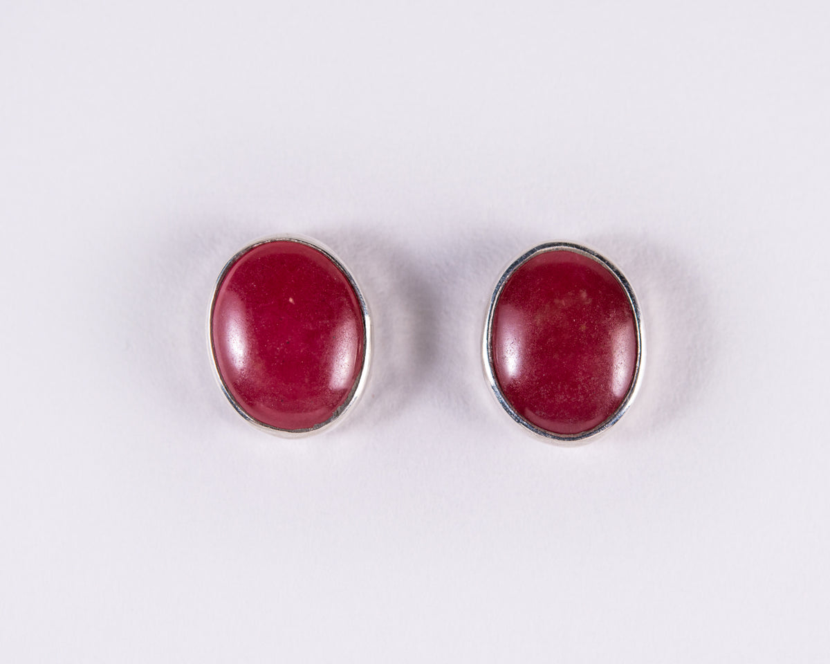 Rhodonite Medium Stud Earrings