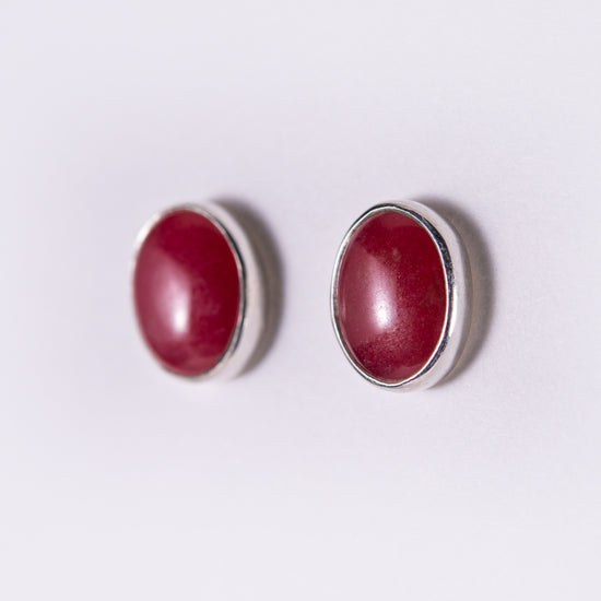 Rhodonite Medium Stud Earrings