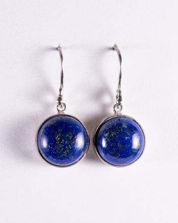 Lapis Lazuli Sterling Silver Round Earrings (CE314)