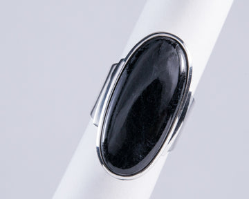 Black Tourmaline Sterling Silver Ring Size 10 (AH772)