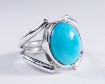 Kingman Mine Turquoise Sterling Silver Ring S8 (AH769)