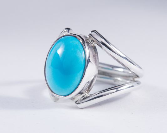 Kingman Mine Turquoise Sterling Silver Ring S8 (AH769)