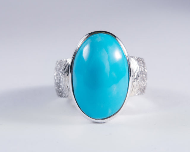 Kingman Mine Turquoise Sterling Silver Ring S8 (AH767)