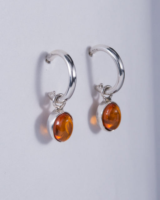 Amber Sterling Silver Hoop Earrings (AH713)