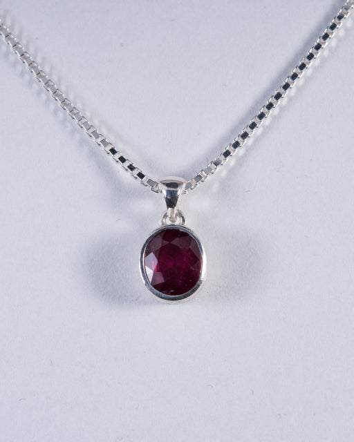 Pink Tourmaline Faceted Sterling Silver Pendant (AH933)