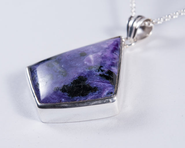 Charoite XLarge Sterling Silver Pendant (AH822)