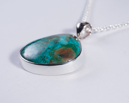 Chrysocolla Sterling Silver Pendant (AH926)