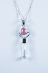 Danburite and Pink Tourmaline Sterling Silver Pendant (S136)