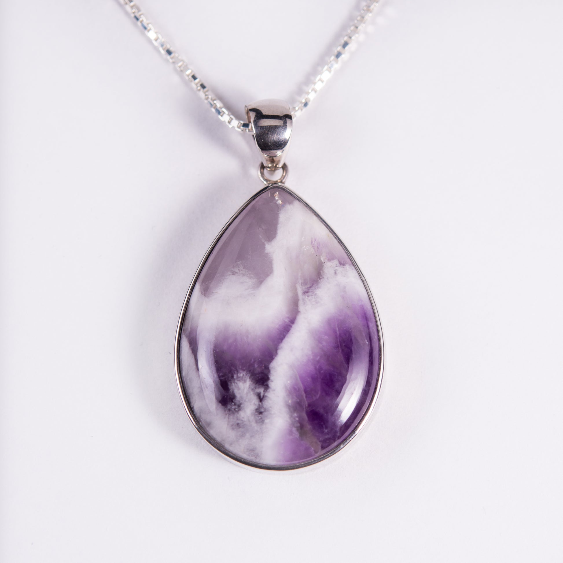 Chevron Amethyst Sterling Silver Pendant