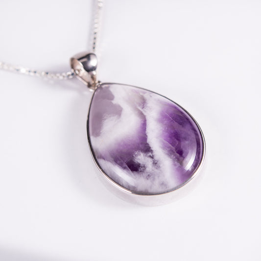 Chevron Amethyst Sterling Silver Pendant
