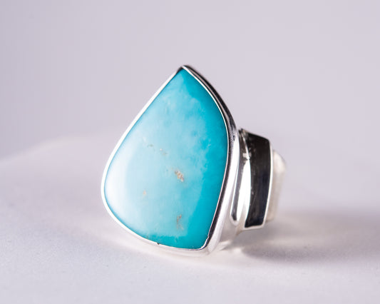 Kingman Mine Turquoise XLarge Sterling Silver Ring S8