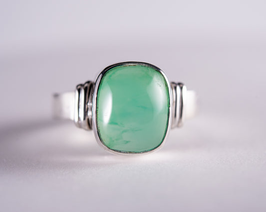 Australian Chrysoprase Sterling Silver Ring S6