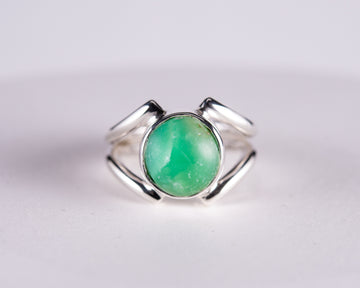 Australian Chrysoprase Sterling Silver Ring S7 (S675)